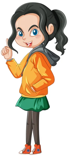 Teenager Girl Cartoon Character White Background Illustration — Stock Vector