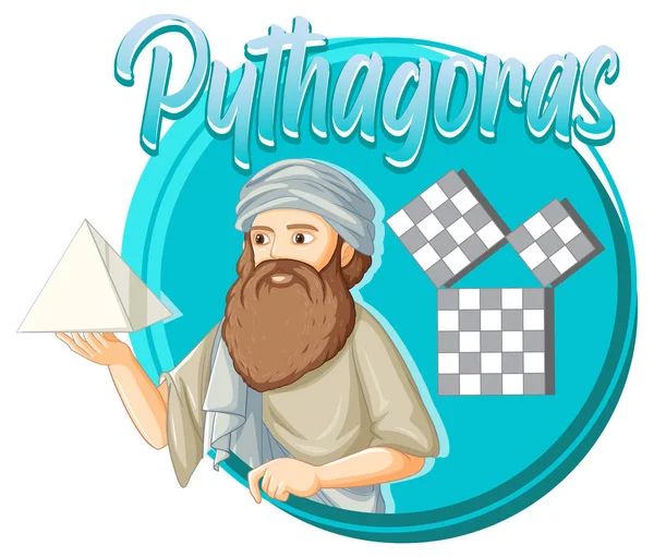 Pythagoras Filósofo Ilustración Estilo Dibujos Animados — Vector de stock