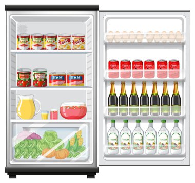 Bol yiyecek resimli buzdolabı.