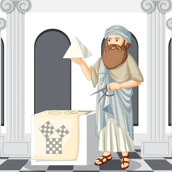 Philosoph Pythagoras Cartoon Stil — Stockvektor