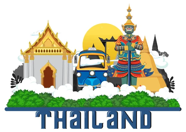 Voyage Thaïlande Attraction Icône Paysage Illustration — Image vectorielle