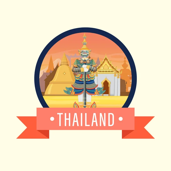 Giant demon Thailand attraction and landscape icon illustration