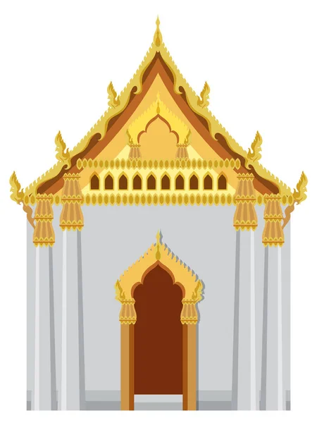 Beyaz Arkaplan Illüstrasyonunda Tayland Tapınağı Tasarımı — Stok Vektör