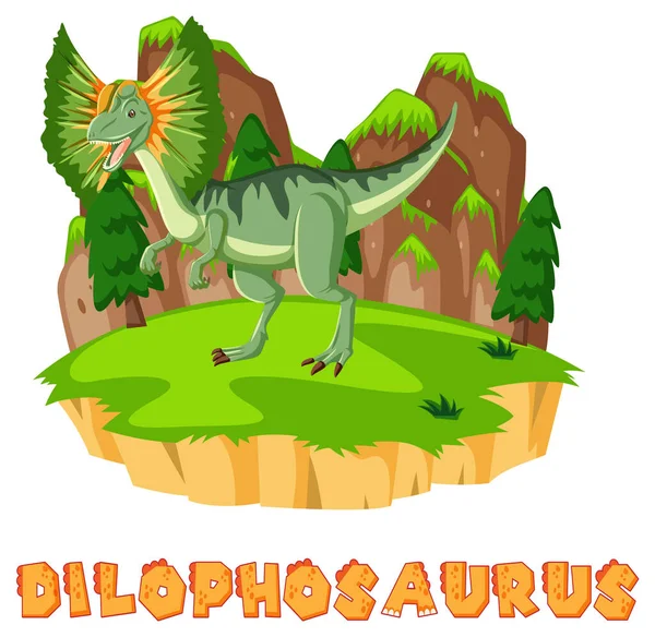 Dilophosaurus Steht Boden Illustration — Stockvektor