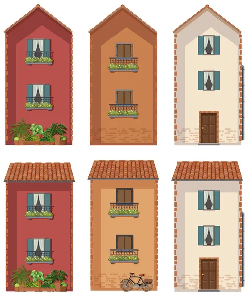 Conception Bâtiments Avec Illustration Deux Fenêtres — Image vectorielle