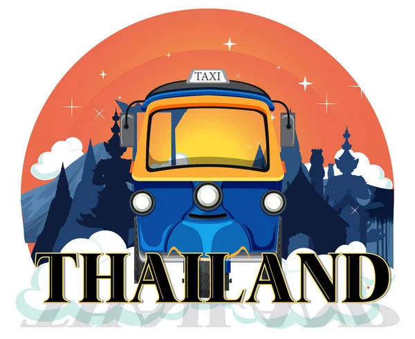 Bangkok Thailand Tuk Tuk Travel Tourist Icon Illustration — Stock Vector