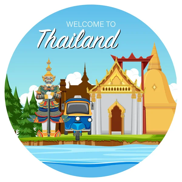 Viaje Tailandia Atracción Paisaje Templo Icono Ilustración — Archivo Imágenes Vectoriales