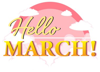 Merhaba Mart illüstrasyonu için kelime tasarımı