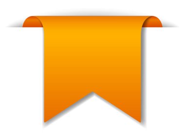 Beyaz arkaplan illüstrasyonunda turuncu pankart tasarımı