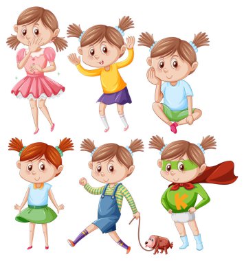 Beyaz zeminde duran tatlı kız.