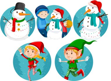 Noel Baba, kardan adam, aile çizimi