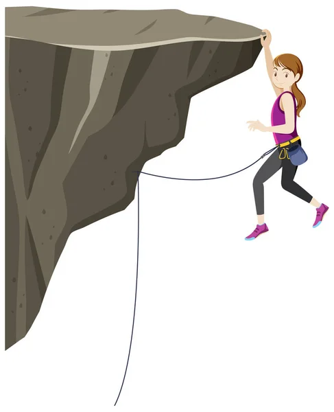 Gente Haciendo Escalada Roca Aire Libre Sobre Fondo Blanco Ilustración — Vector de stock