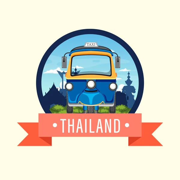 Bangkok Tailândia Tuk Tuk Viagem Ícone Turístico Ilustração — Vetor de Stock