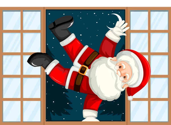 Weihnachtsthema Weihnachtsmann Der Tür Illustration — Stockvektor