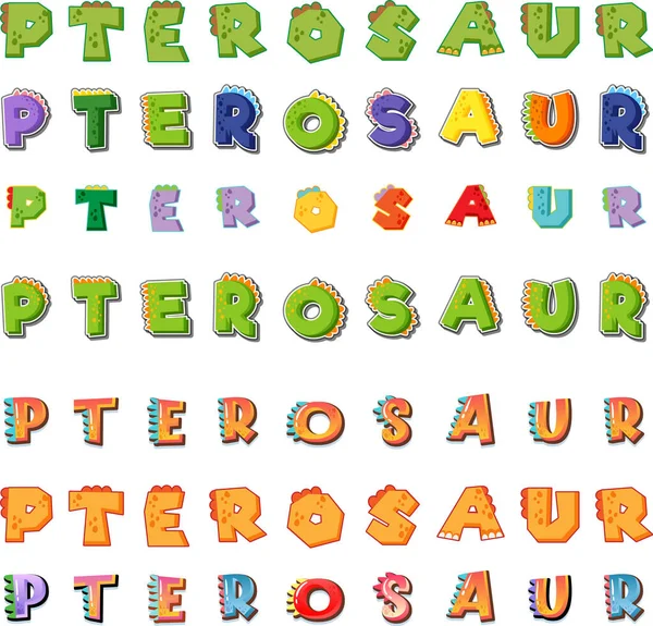Font Design För Pterosaurie Illustration — Stock vektor