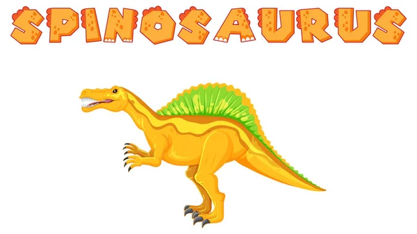 Design Cartão Wordcard Para Ilustração Spinosaurus — Vetor de Stock