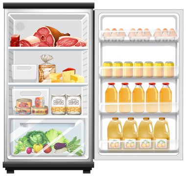 Bol yiyecek resimli buzdolabı.