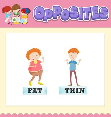 Şişman ve ince çizimler için karşıt kelimeler