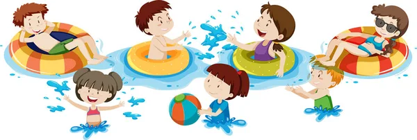 Set Children Beach Activities Illustration — Stock Vector