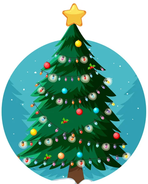 Noel Ağacı Illüstrasyonuyla Noel Teması — Stok Vektör