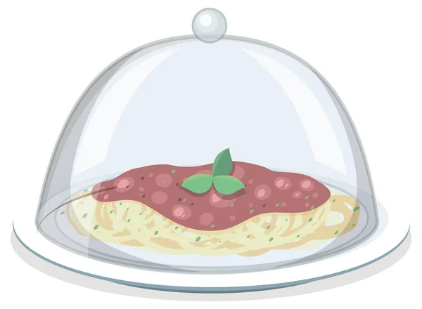 Pasta Mit Einfacher Tomatensauce Mit Glasabdeckung Auf Weißem Hintergrund — Stockvektor