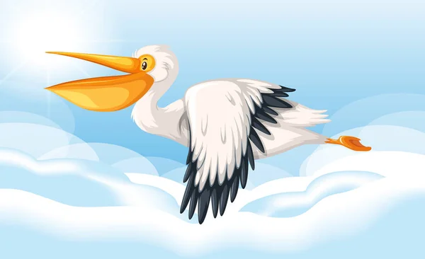 Illustration Oiseau Pélican Volant Dans Ciel — Image vectorielle