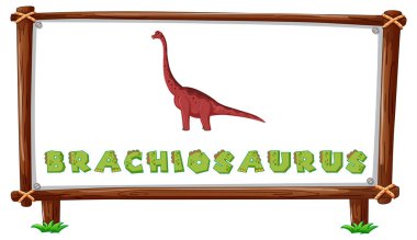 Resim içinde dinozorlar ve metin brachiosaurus tasarımı ile çerçeve şablonu