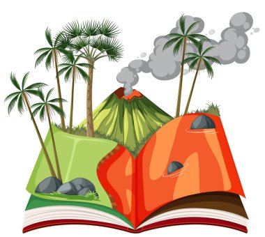 Volkan Erüpsiyonu çizim ile sahne