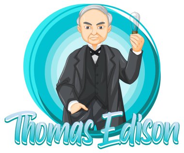 Çizgi film stilinde Thomas Edison 'un portresi