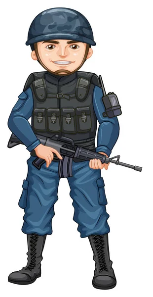 Man Armén Uniform Vit Bakgrund Illustration — Stock vektor