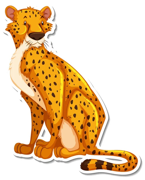 Cheetah Stripfiguur Witte Achtergrond Illustratie — Stockvector