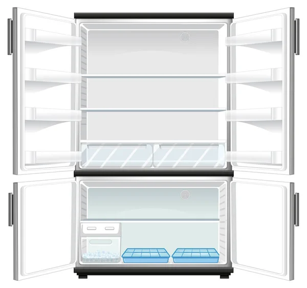 Kylskåp Med Öppnad Dörr Illustration — Stock vektor