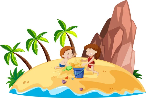 Sahne, plaj illüstrasyonundaki insanlarla dolu