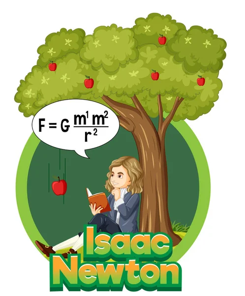 Isaac Newton Assis Sous Pommier Illustration — Image vectorielle