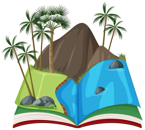 Book Mountain River Illustration — Stock Vector