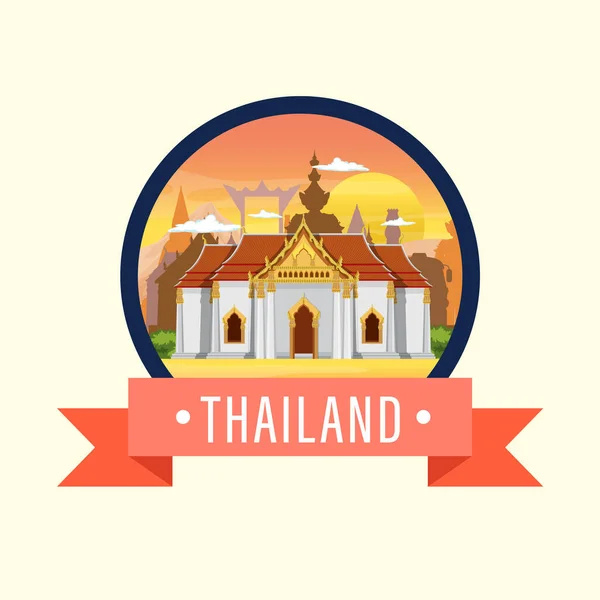 Voyage Thaïlande Attraction Paysage Temple Icône Illustration — Image vectorielle