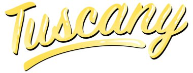 Toskana için sarı resimli yazı tipi tasarımı