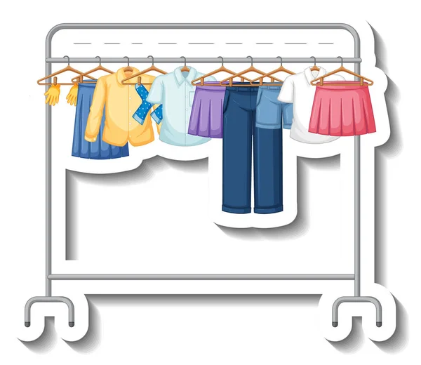 Vêtements Suspendus Sur Porte Vêtements Illustration — Image vectorielle