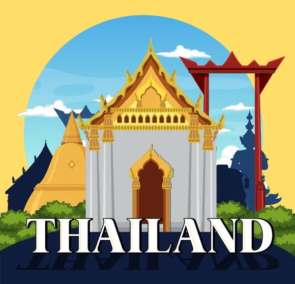 Reise Thailand Attraktion Und Landschaft Symbol Illustration — Stockvektor