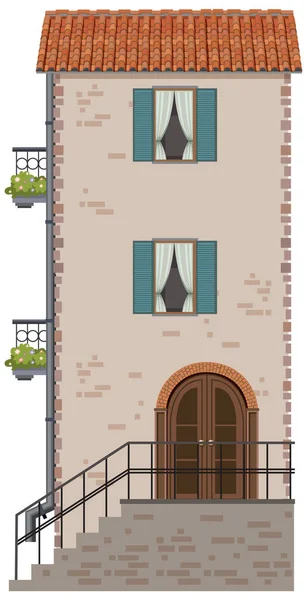 Traditional Italian Architecture House Building Illustration — Stock Vector