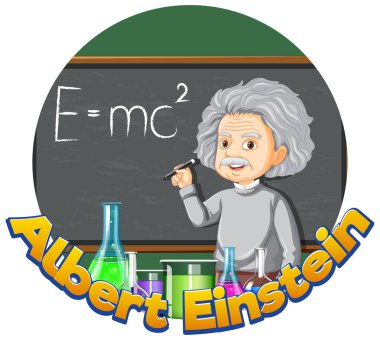 Çizgi film stilinde Albert Einstein 'ın portresi
