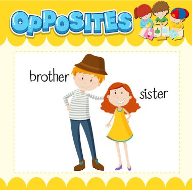 Kardeş illüstrasyon kelimeleri karşısında