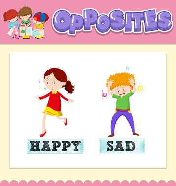 Sözler için mutlu ve hüzünlü illüstrasyon karşısında