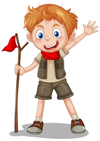 Felice Boy Scout Illustrazione — Vettoriale Stock