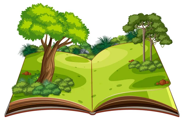 Livro Pop Com Ilustração Cena Natureza Livre — Vetor de Stock