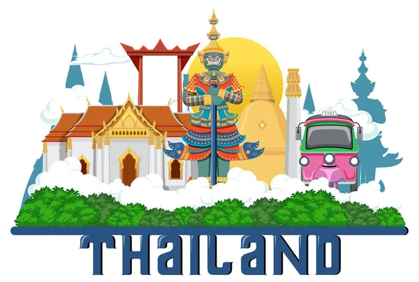 องเท ยวประเทศไทย สถานท องเท ยวและภาพประกอบไอคอนของว — ภาพเวกเตอร์สต็อก
