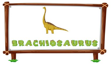 Resim içinde dinozorlar ve metin brachiosaurus tasarımı ile çerçeve şablonu