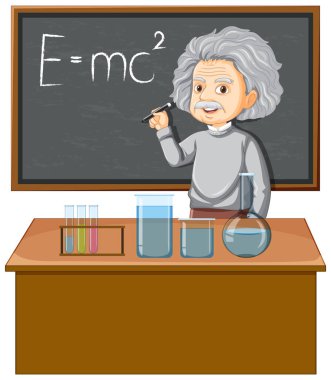 Çizgi film stilinde Albert Einstein 'ın portresi