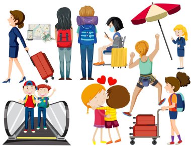 Farklı eylemlerde bulunan bir grup insan