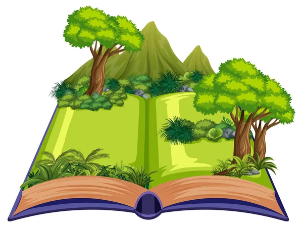 Pop Book Outdoor Nature Scene Illustration — Stock Vector